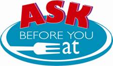 Ask Before You Eat logo.